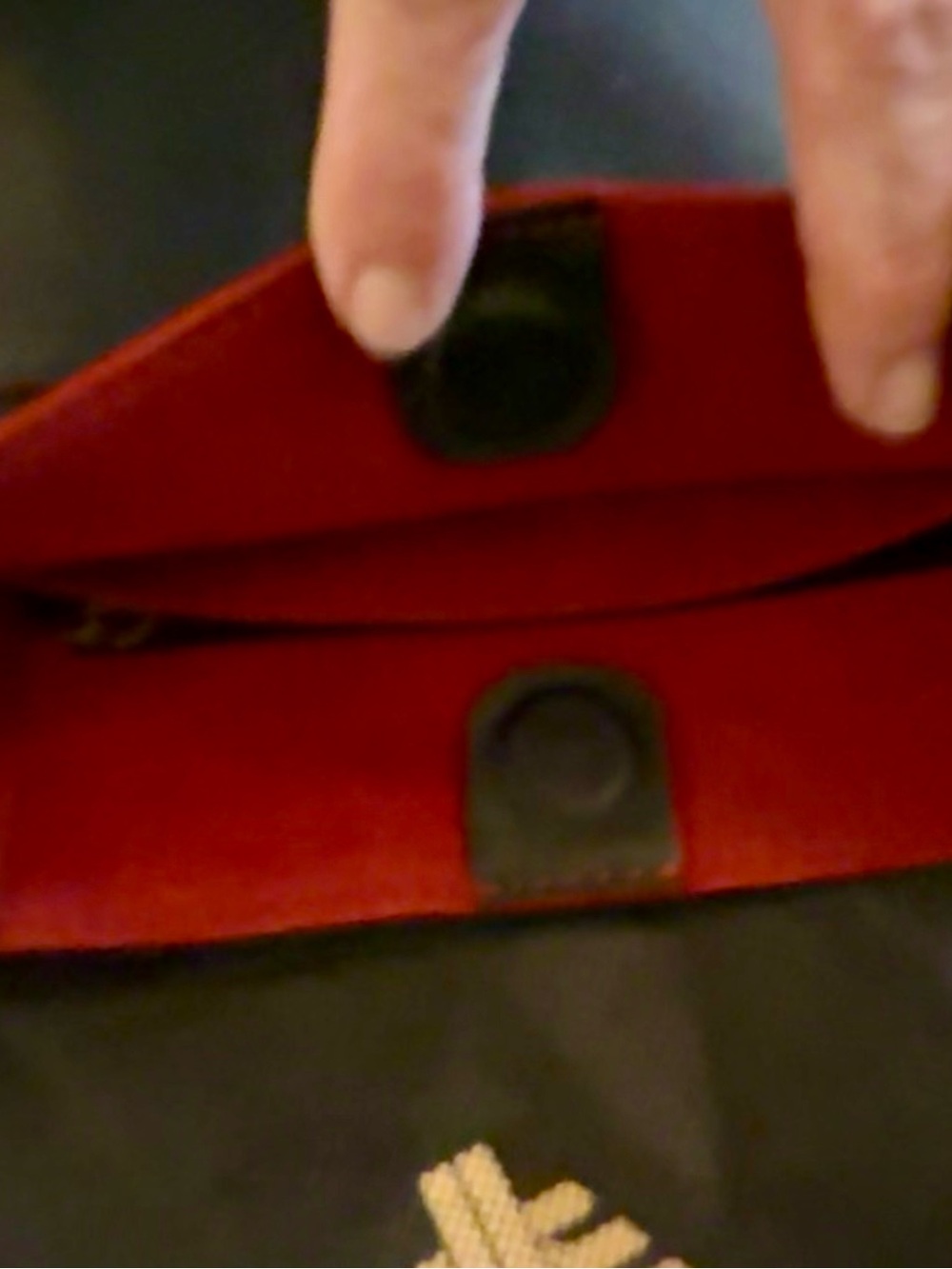 Black Leather Crossbody Bag with Red Trim - Picture 3 of 5